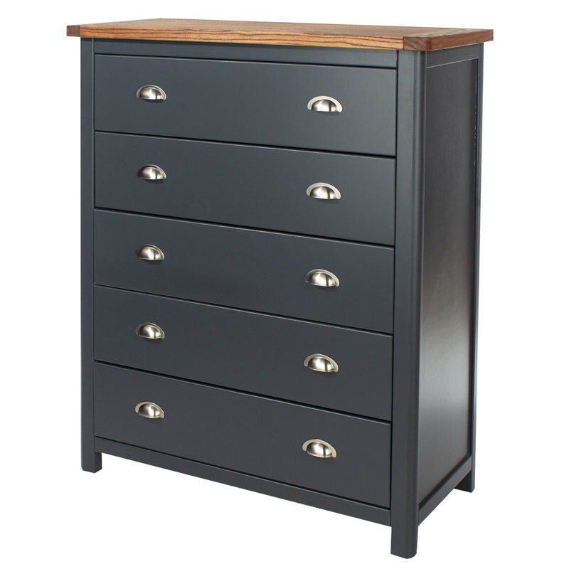 Sarver 5 Drawer Chest Of Drawers, Midnight Blue