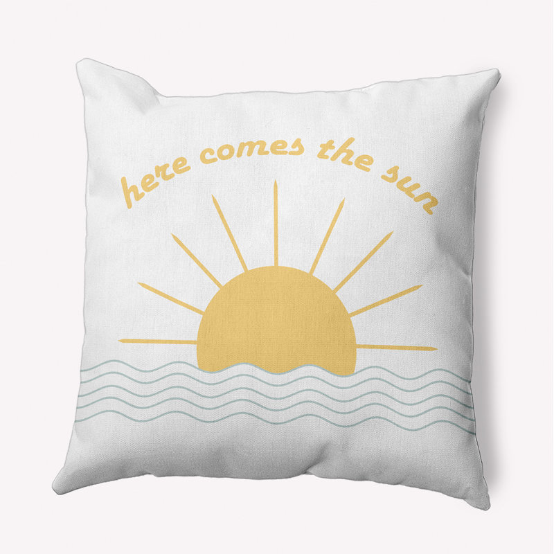 Coussin décoratif réversible intérieur / extérieur A Way with Words, Turquoise, H 18 po x l 18 po