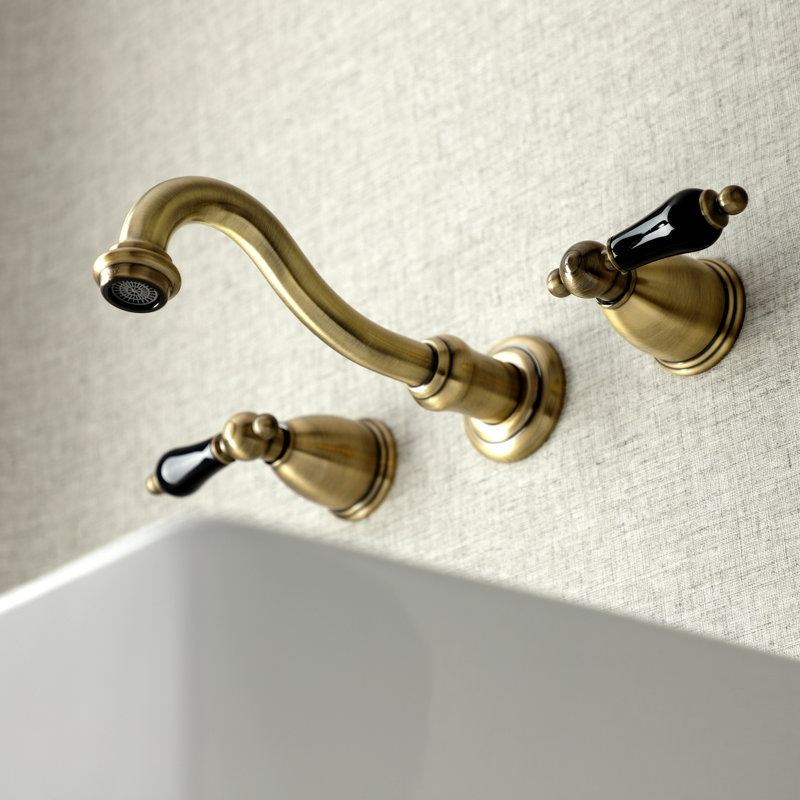 Kingston Brass Duchess Two-Handle Wall Mount Bathroom Faucet, Vintage Brass
