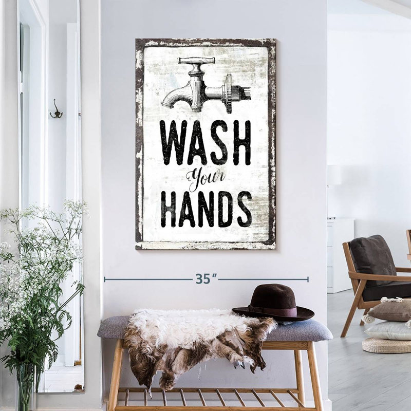 «Wash Your Hands», impression sur toile, H 36 po x l 24 po x P 1,25 po