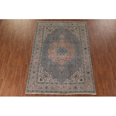 Gray Over-Dye Traditional Area Rug 7x10