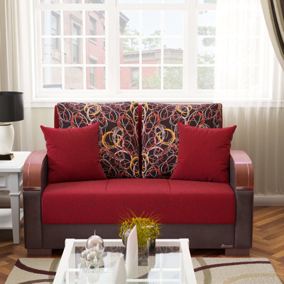 Rangement en rouge - Polyvalent pour les espaces de vie Largeur du produit: 40,95 po, facile à nettoyer, matériau rembourré, convertible, hauteur idéale de l'emballage de 66 po, revêtement