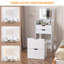 Coiffeuse et tabouret, ensemble de coiffeuse multifonctionnel 3-en-1, avec modes d'éclairage tricolore, miroir HD, deux tiroirs coulissants et tabouret de rangement caché