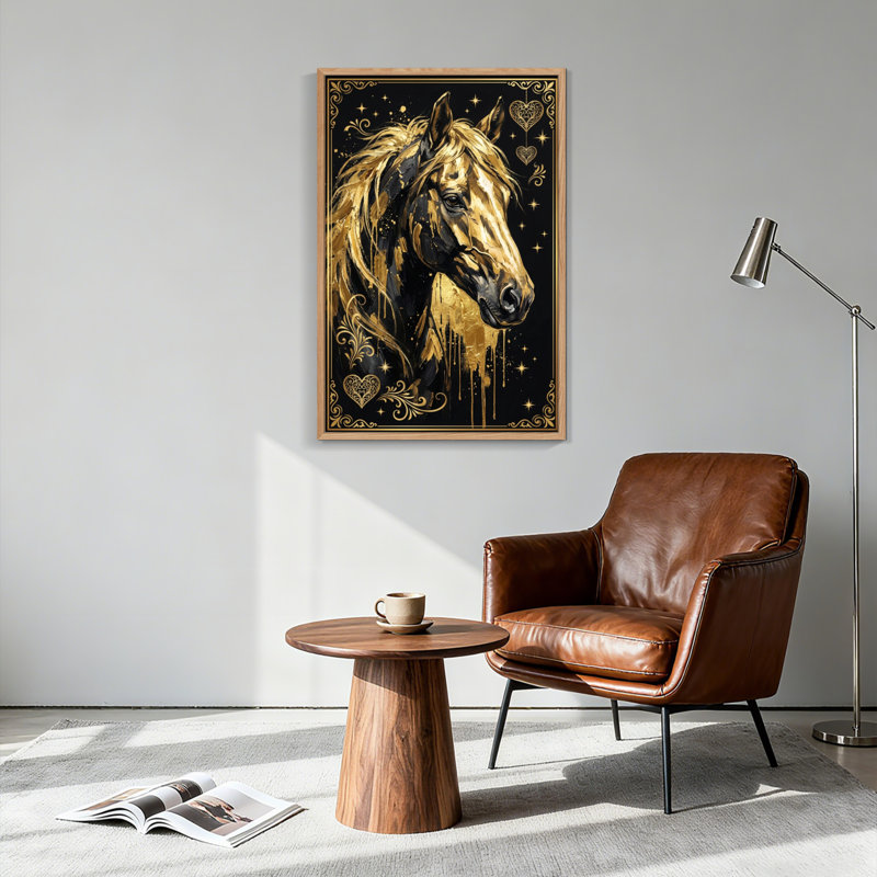 Ensemble de 1 tableau sur toile Cheval d'or, H 24 po x l 18 po, Natural