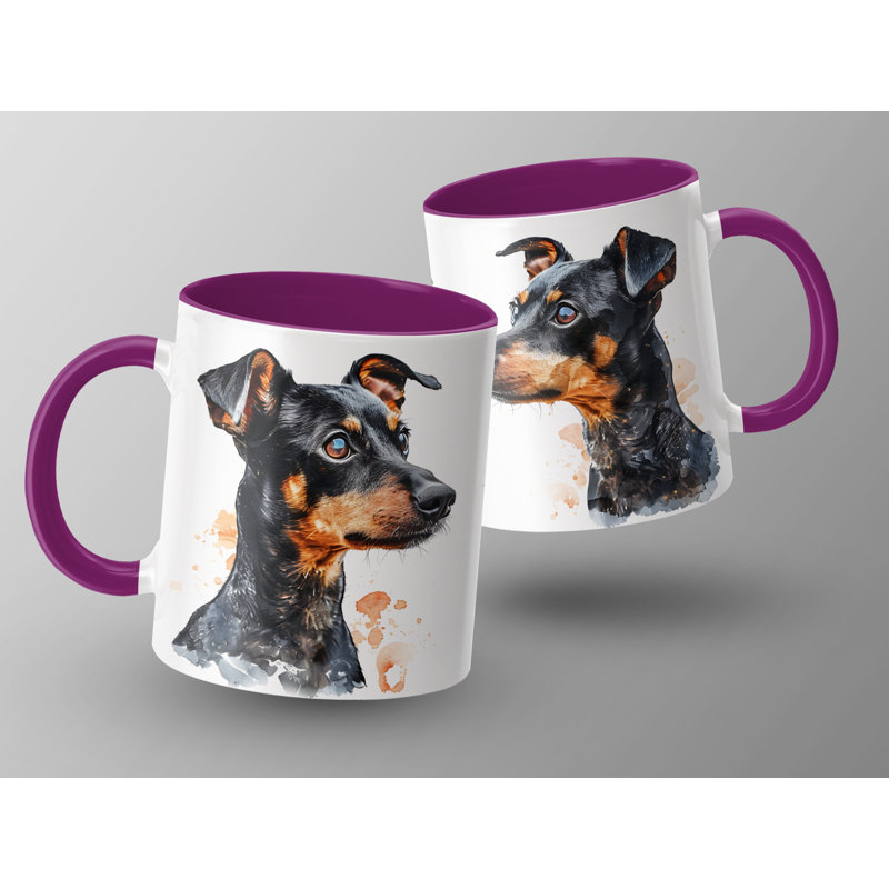 Manchester Terrier Puppy Art Three Views 11oz Coffee Mug, 2, Navy