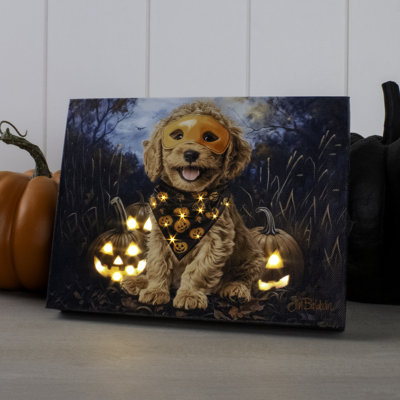 Halloween Puppy 8X6 Lighted Tabletop Canvas