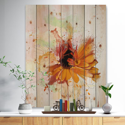 Sunflower Drawing With Paint Splashes " Sunflower Drawing With Paint Splashes " Painting Print