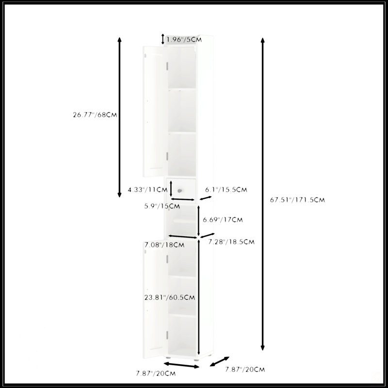 Armoire de rangement de 67,51 po de hauteur avec tablettes réglables