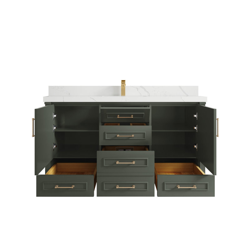Ensemble de meuble-lavabo simple 60 po Aberdeen, Calacatta Laza