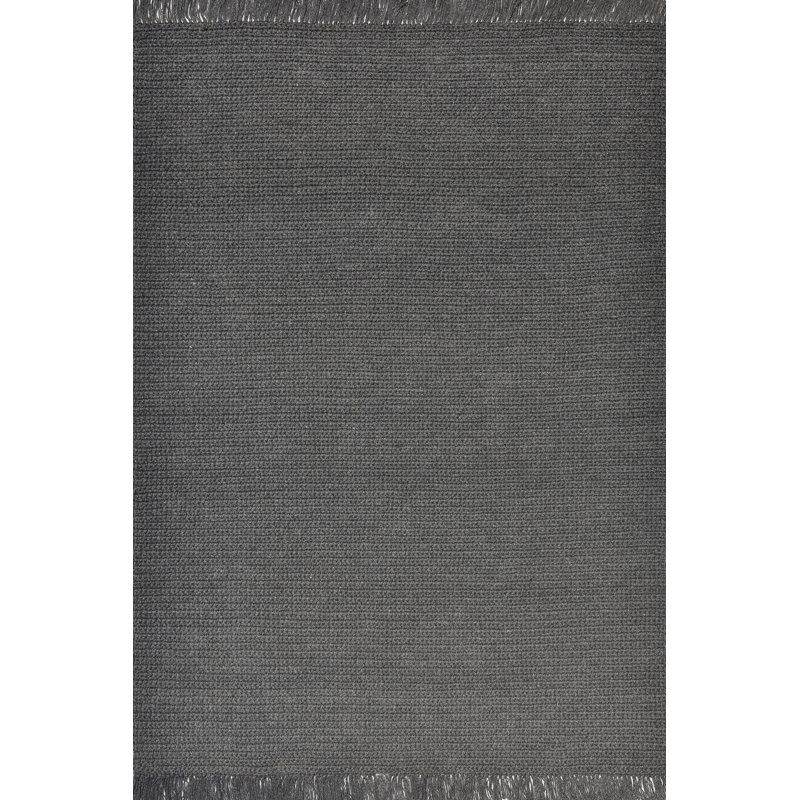 Tapis gris foncé tissé à la main Deantwan, Rectangle 5 x 8