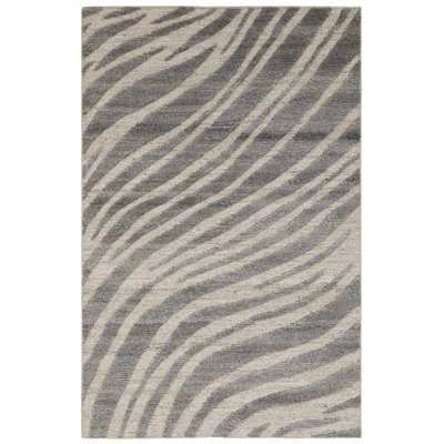 Dune Rug: Naturalist Hand Knotted Rug in Gray/Natural