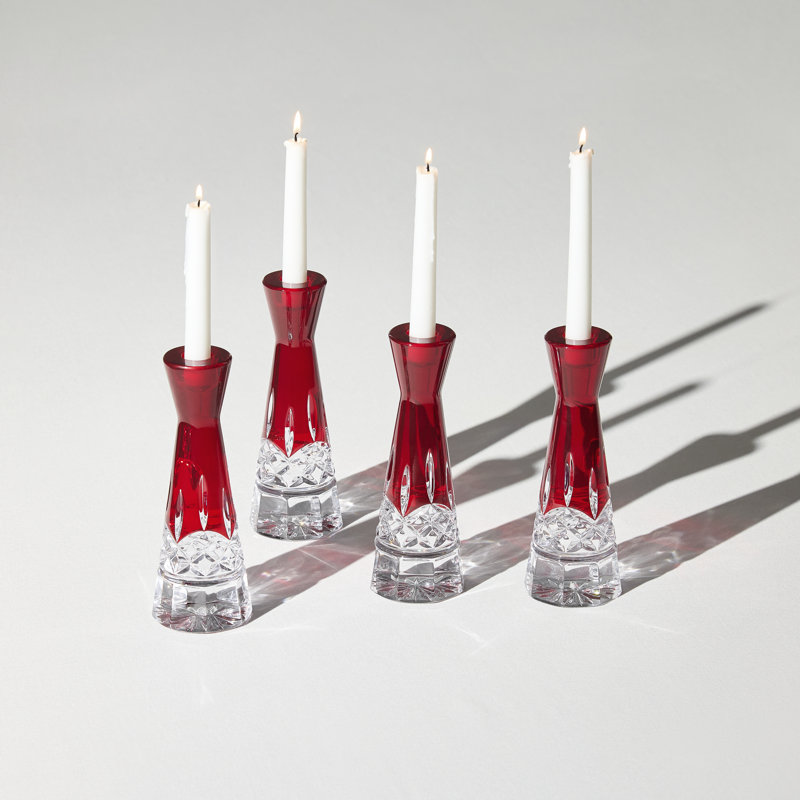 Lismore Red 8-in Round Candlestick