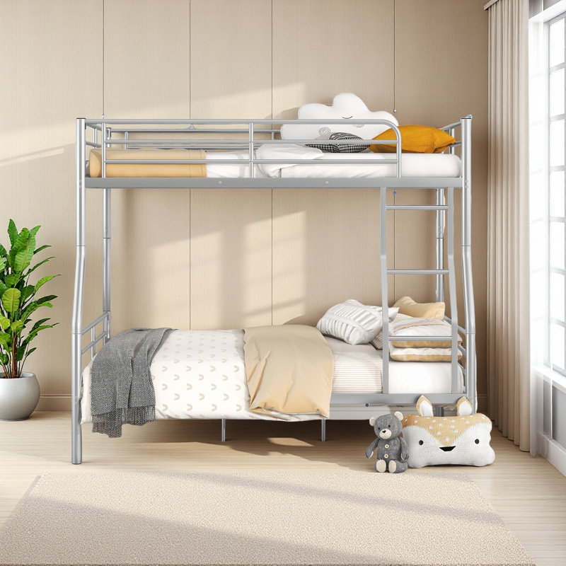 Full XL Over Queen Metal Bunk Bed, Silver