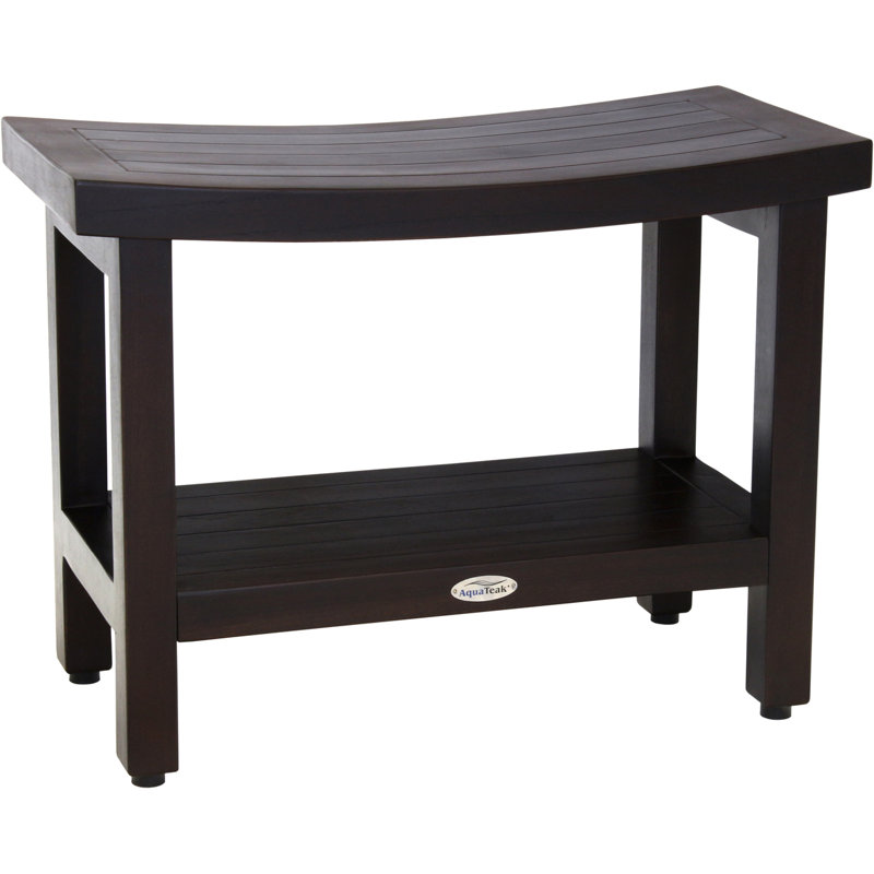 Patented 24" Sumba Mocha Teak Shower Bench with Shelf