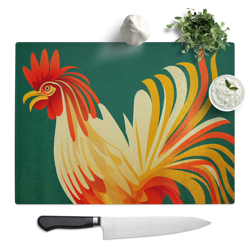 Incredible Rooster Abstract  Glass Chopping Board