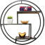 Étagère murale flottante à 3 niveaux - étagère de rangement circulaire suspendue avec cadre en métal et tablettes en bois pour la décoration intérieure, noir et brun