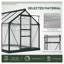 Serre grise en aluminium gris avec panneaux en polycarbonate, 6,2 pi x 8,3 pi x 6,6 pi