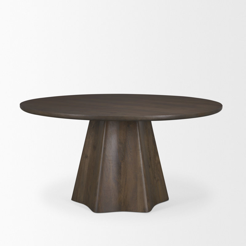 Hosmer Solid Mango Wood Round Dining Table, 30"H x 60"L x 60"W, Dark Brown
