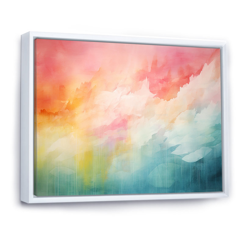 «Watercolor Northern Lights I», reproduction sur toile, Cadre flottant blanc, H 34 po x l 44 po x P 1,5 po