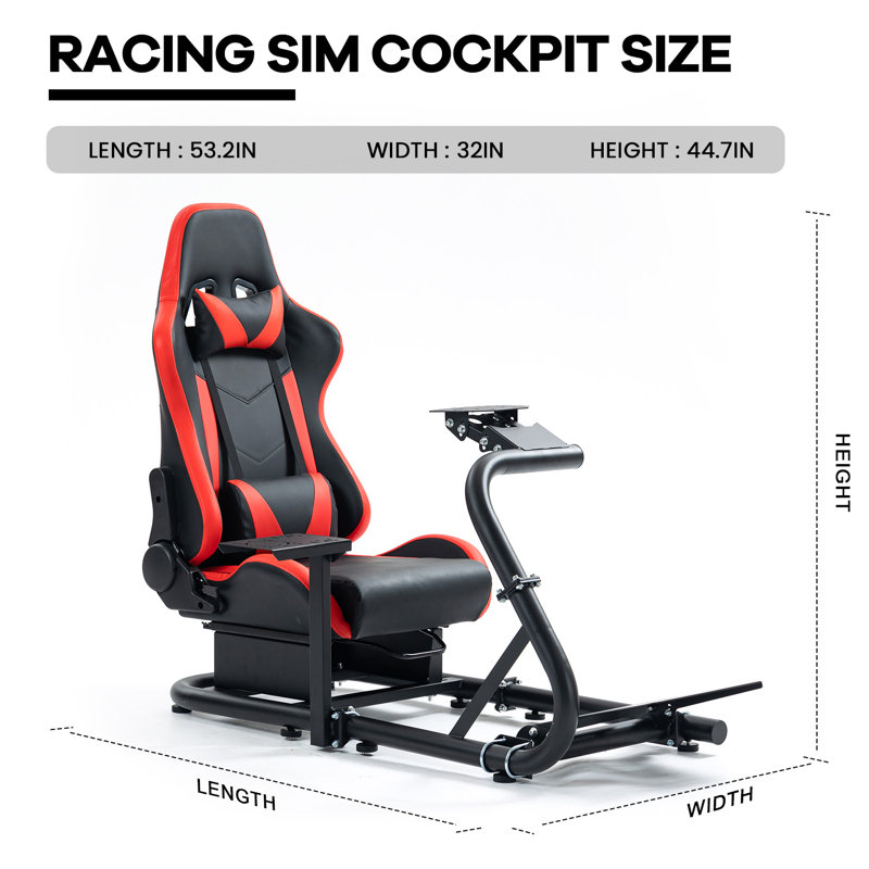 Anman Racing Simulator Cockpit With Seat Fit Logitech G920 G923 Thrustmaster