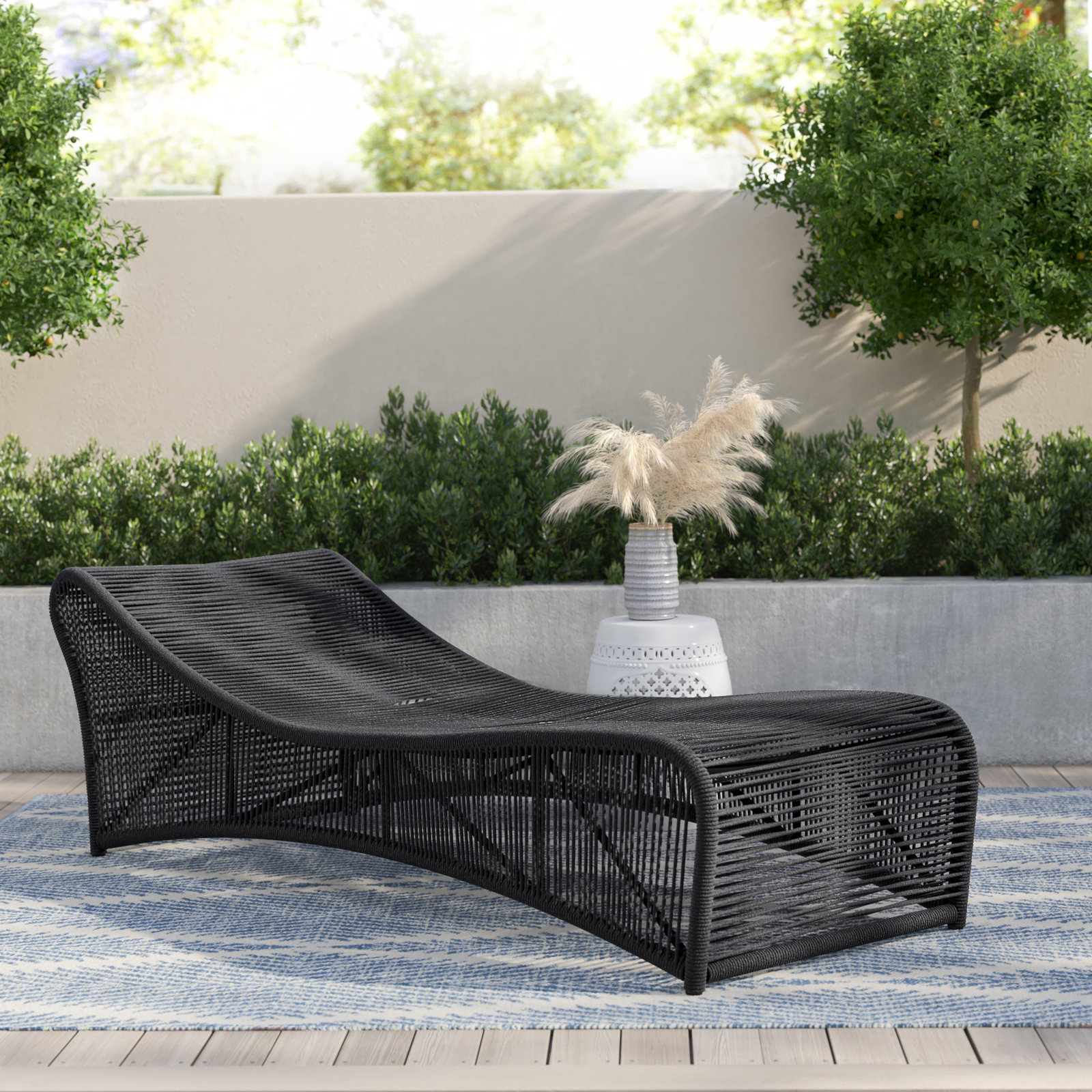 Renfri 77" Patio Chaise Lounge, Black