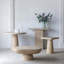 Square Pedestal Side Table in Cream Finish