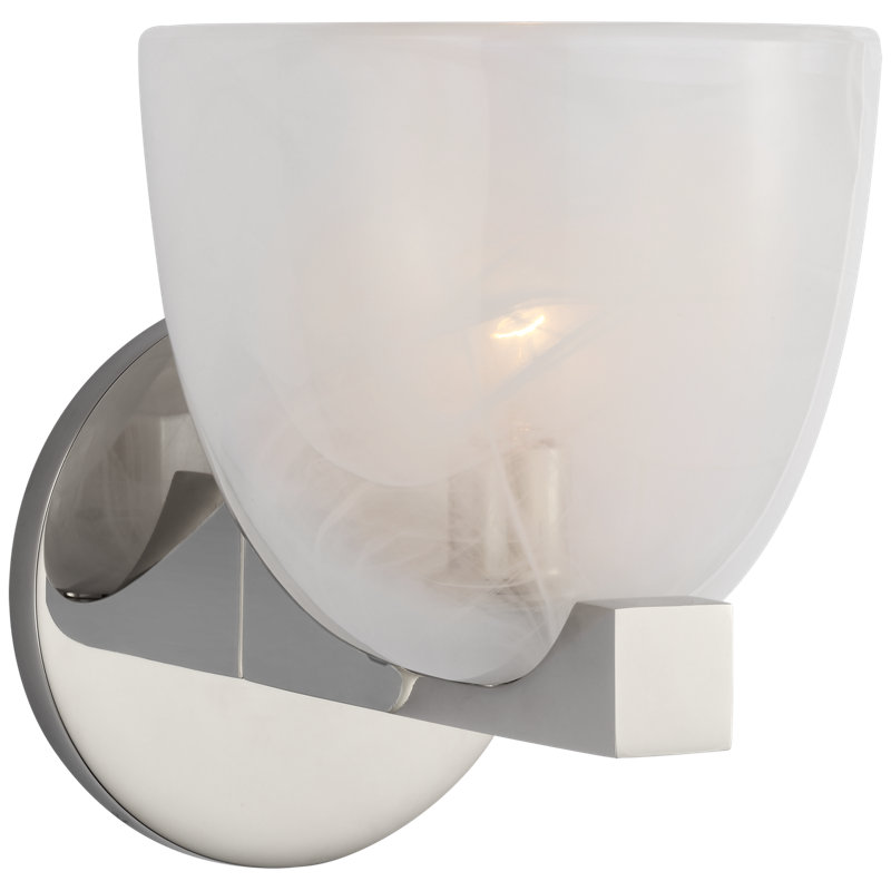 Carola 1 - Light Armed Sconce, White Strie, Polished Nickel