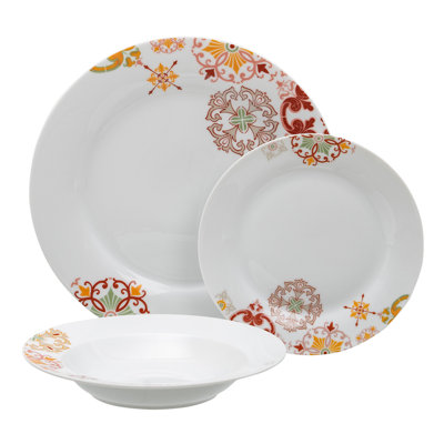 Arieah 18 Piece Porcelain China Dinnerware Set - Service for 6