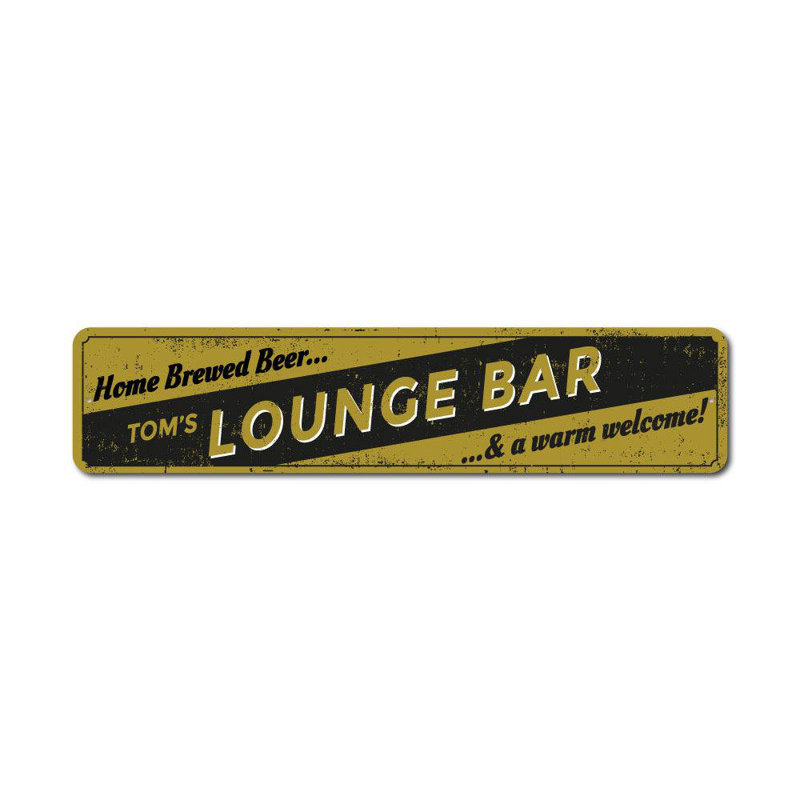 Enseigne en métal Lounge Bar, H 6 po x l 24 po x P 0,06 po