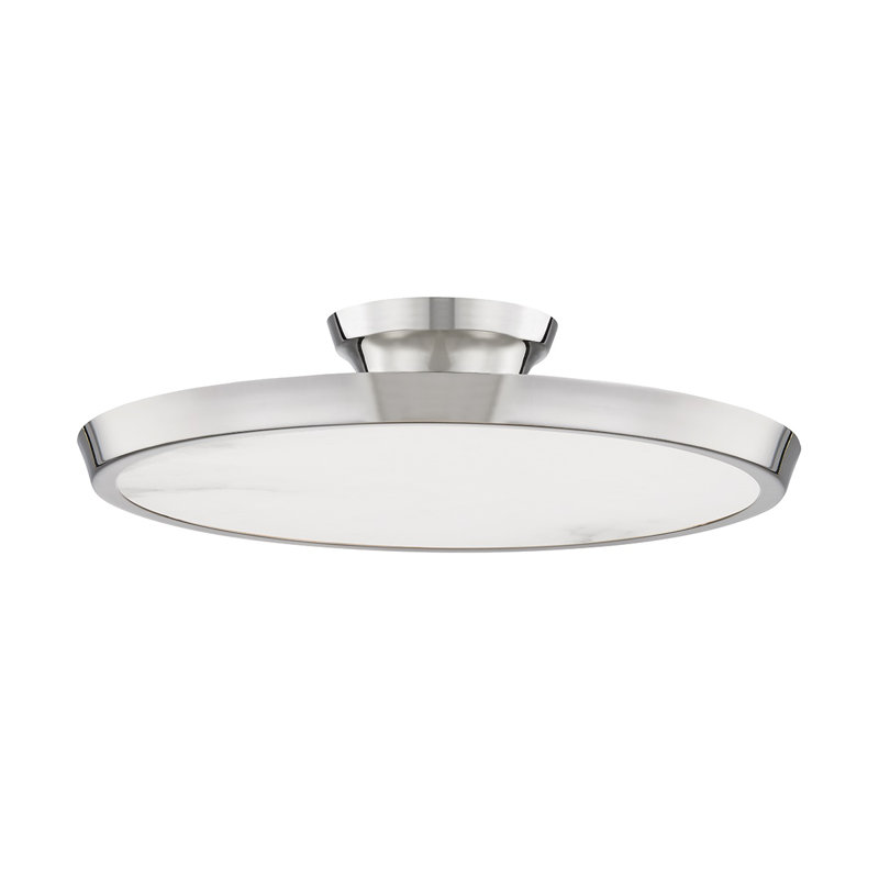 Plafonnier semi-encastré 1 lumière DEL 15,5 po, Nickel poli