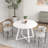 3-Piece Round Dining Set, Trestle Dining Table with 2 Boucle Chairs-1859901558