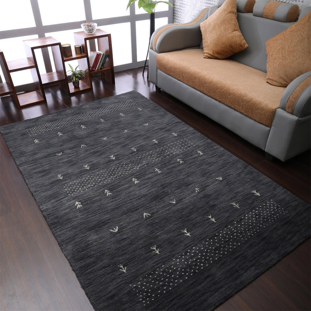 Albers HAND KNOTTED LOOM WOOL ECO-FRIENDLY AREA RUGS, Charcoal, Contemporary Design Union Rustic Rug 