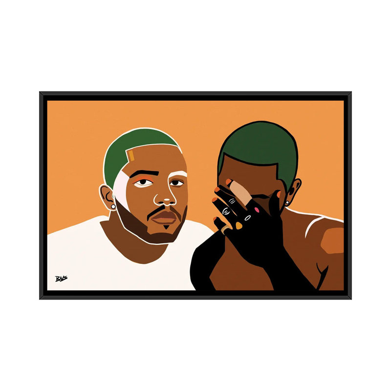 « Frank » par Bria Nicole-impression d’art graphique, Pas de tapis, H 18 po x l 26 po x P 1,5 po, Toile avec cadre noir