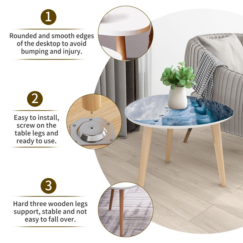 Triangle Nesting Coffee Table Set of 2 An Antarctica nature scene group five Adelie penguins floating End Table Modern Minimalist Side Table Set for Living Room Bedroom