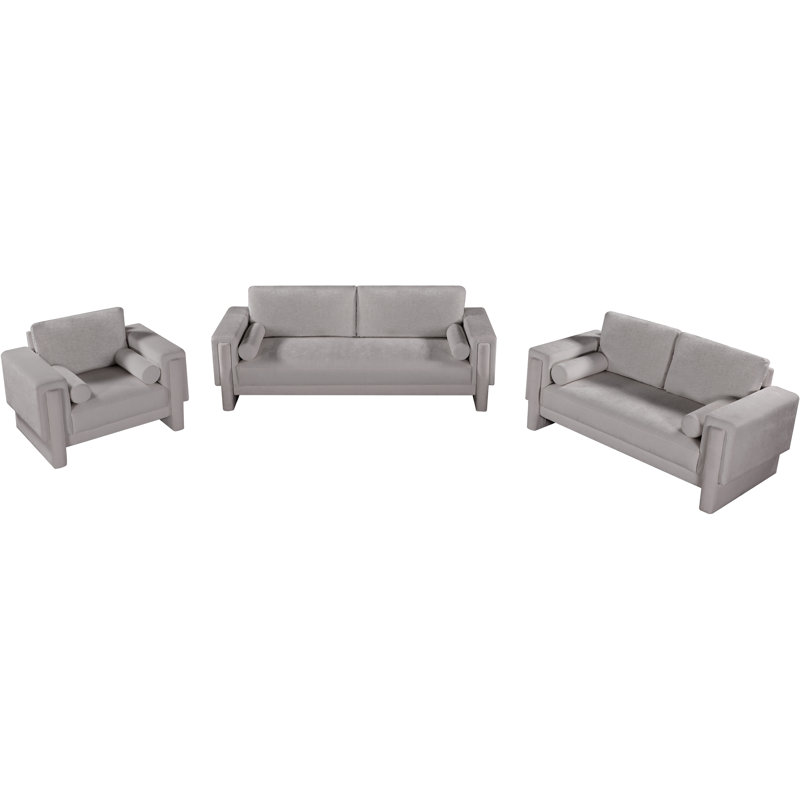 Canapé à accoudoirs carrés 89 po conforme à la norme CAL117 d'Ivanio, Tissu gris chenille