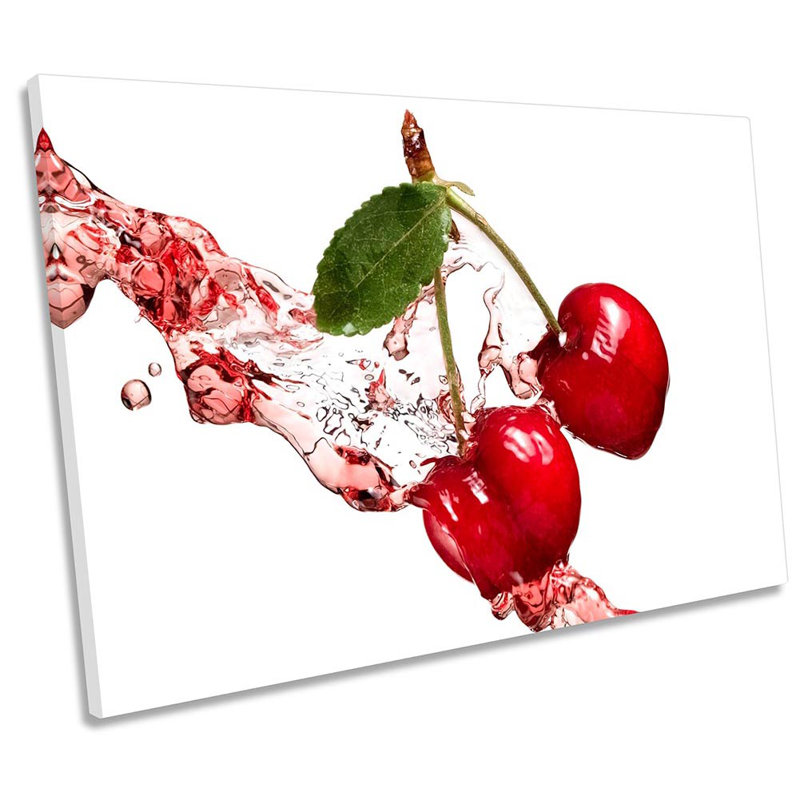 Red Cherry Fruit Splash Kitchen - Wrapped Canvas Print, 40.6cm H x 61cm W x 2cm D