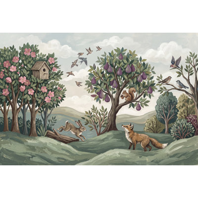 Illustration de papier peint paysage de forêt Woodland