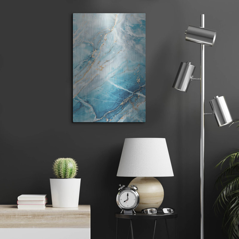 Winston Porter 'Turquoise Crystal Layers' by Svetlana Aleynikova Metal Wall Art, H 24 po x l 16 po