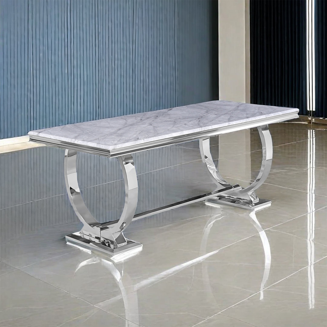 Kashauna Faux Marble Top Metal Base Dining Table House of Hampton®
