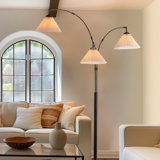 Makilah 80'' Arc Floor Lamp, Dimmable, 3-Arm, Adjustable Tiered, Weighted Base