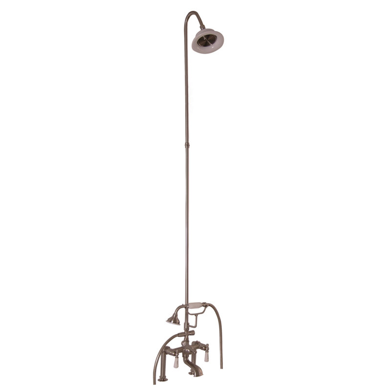 3 Handle Bathroom Clawfoot Tub Faucet with Diverter, Brushed Nickel