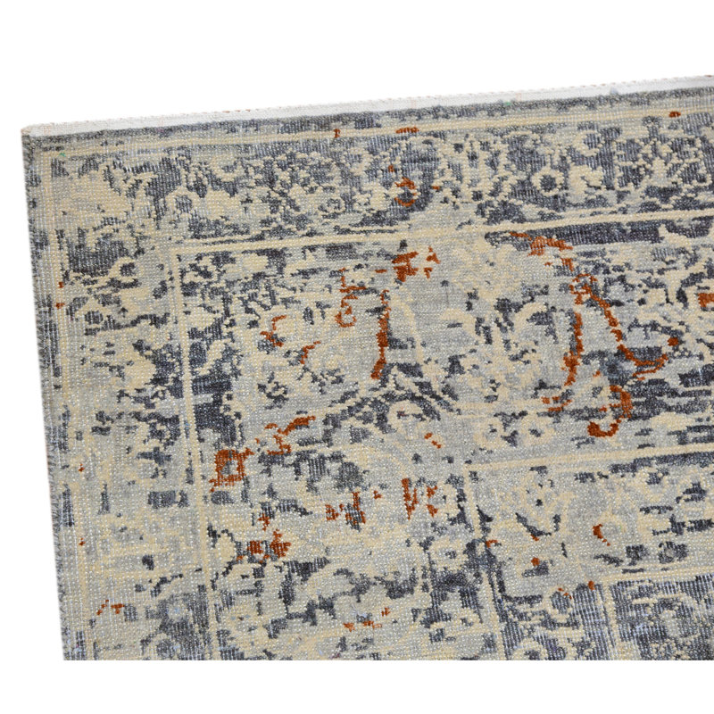 Oriental Area Rug in Gray/Rust, Rectangle 8' x 10'