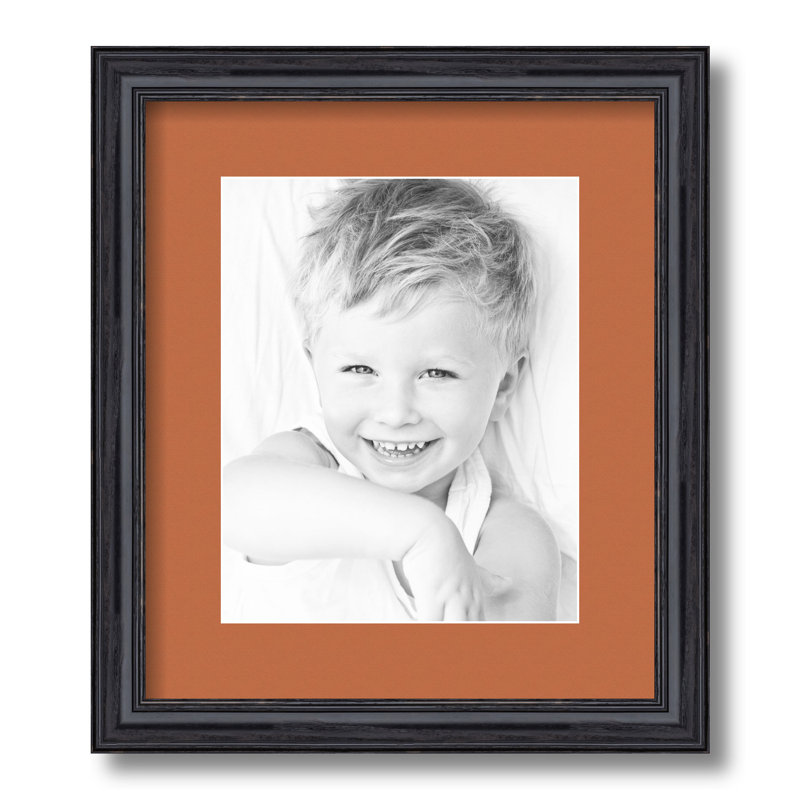 Wood Matte Picture Frame with Mat, Red Orange