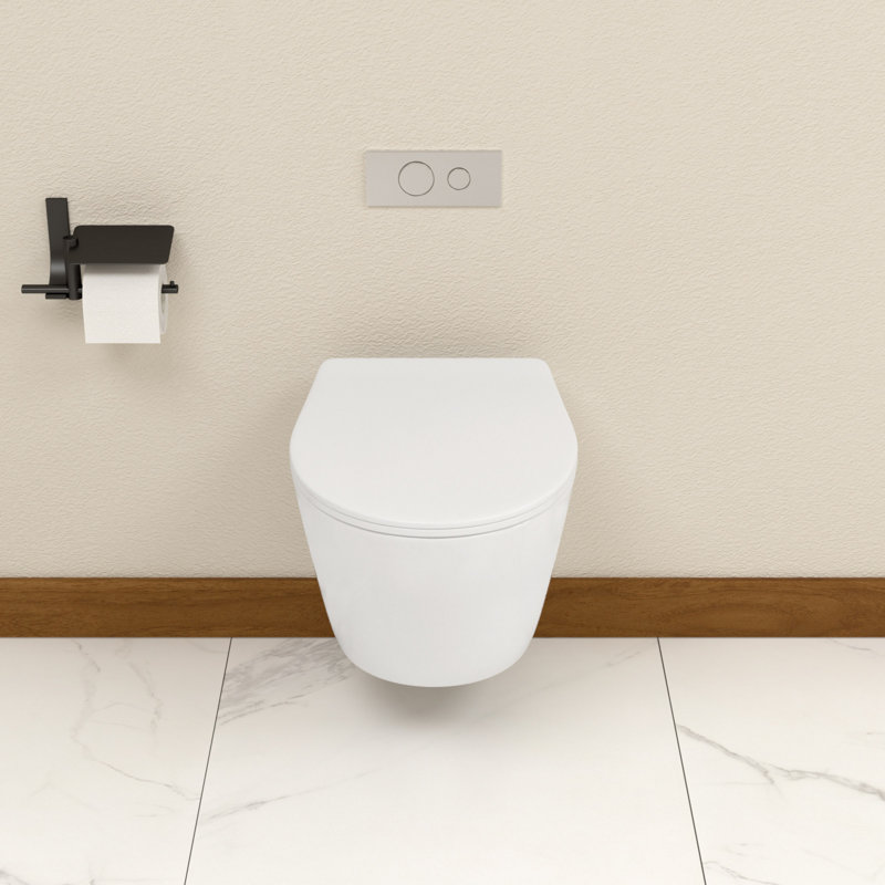 Toilette murale à double chasse allongée Lofeyo 1,28 GPF Toilette compacte à chasse d'eau avec siège confortable Quick Modern Standard