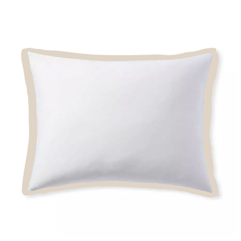 400TC Cotton Sateen Edge Border Frame Duvet Cover Set, White/Ivory, Twin XL Duvet Cover + 2 Standard Shams