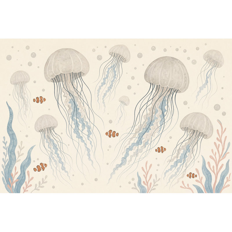 Papier peint sous-marin méduse amovible, 120 po x 96 po, Non-Woven Nonpasted