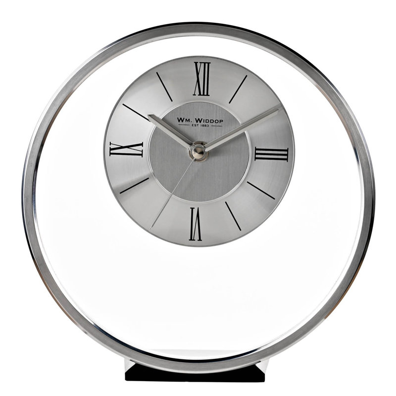 Ovid Metal Mantel Clock, Silver 