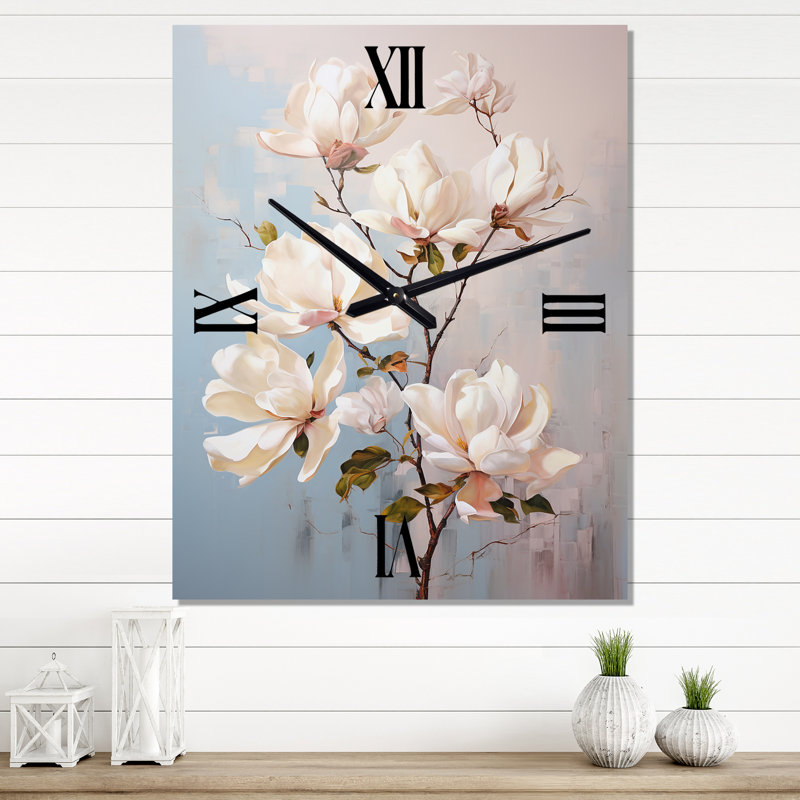 Horloge murale Anayelis - Magnolias, Grand