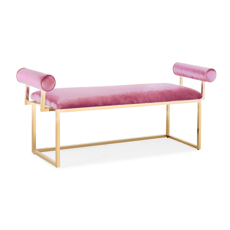 Ingle Fabric Upholstered Bench, Silver/Steel