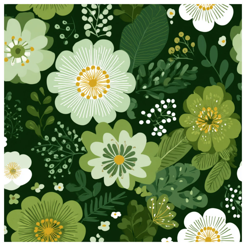 Couvre-lit matelassé à motif floral vert , Grand lit